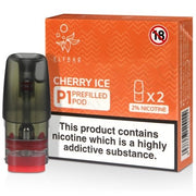 Elf Bar Mate P1 prefilled pods in Cherry Ice flavor, blending sweet ripe cherries with a cool menthol finish, designed for use with the Elf Bar Mate device for a refreshing and flavorful vaping experience